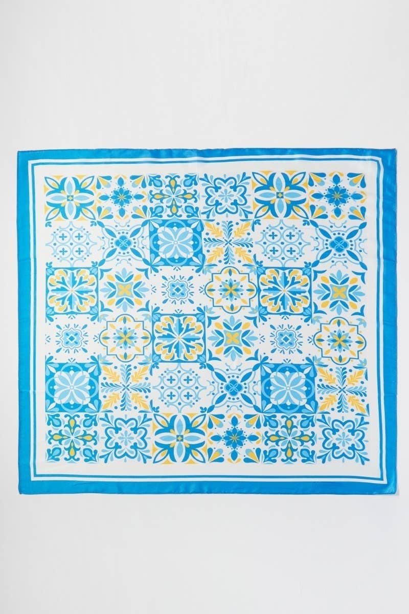anbfashion - Garden Tile Mosaic Print Bandana BS0133: Blue