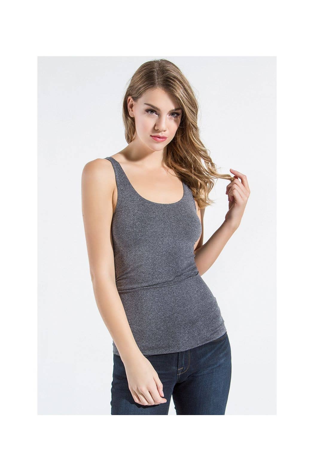 Sugarlips - Seamless Scoop Neck Tank Top: Black / ONE