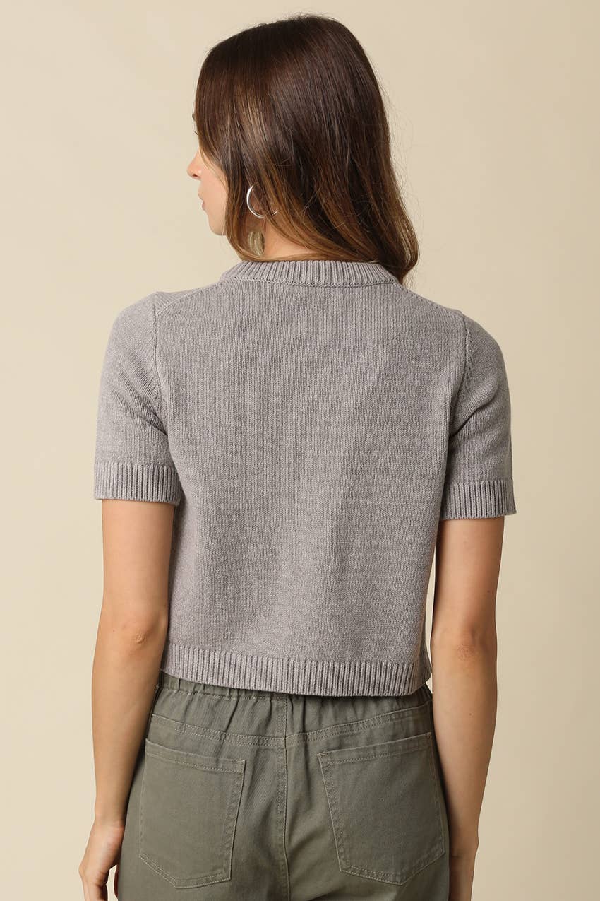 Olivaceous Leia Short Sleeve Knit Top IN Orange