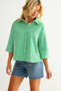 Joh Apparel - Janice Top with Stripes (No Flowers): Emerald