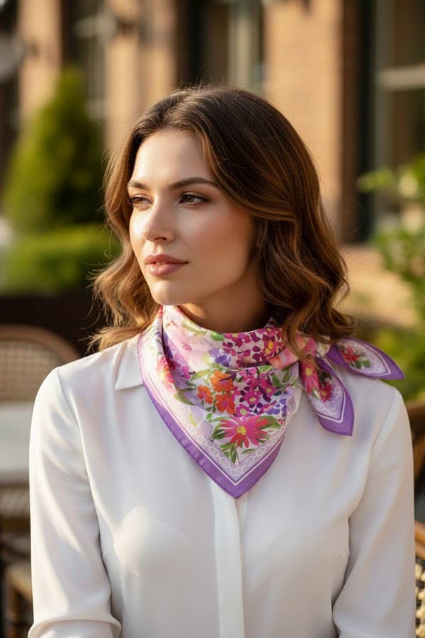 Floral Print Bandana BS0136: Purple