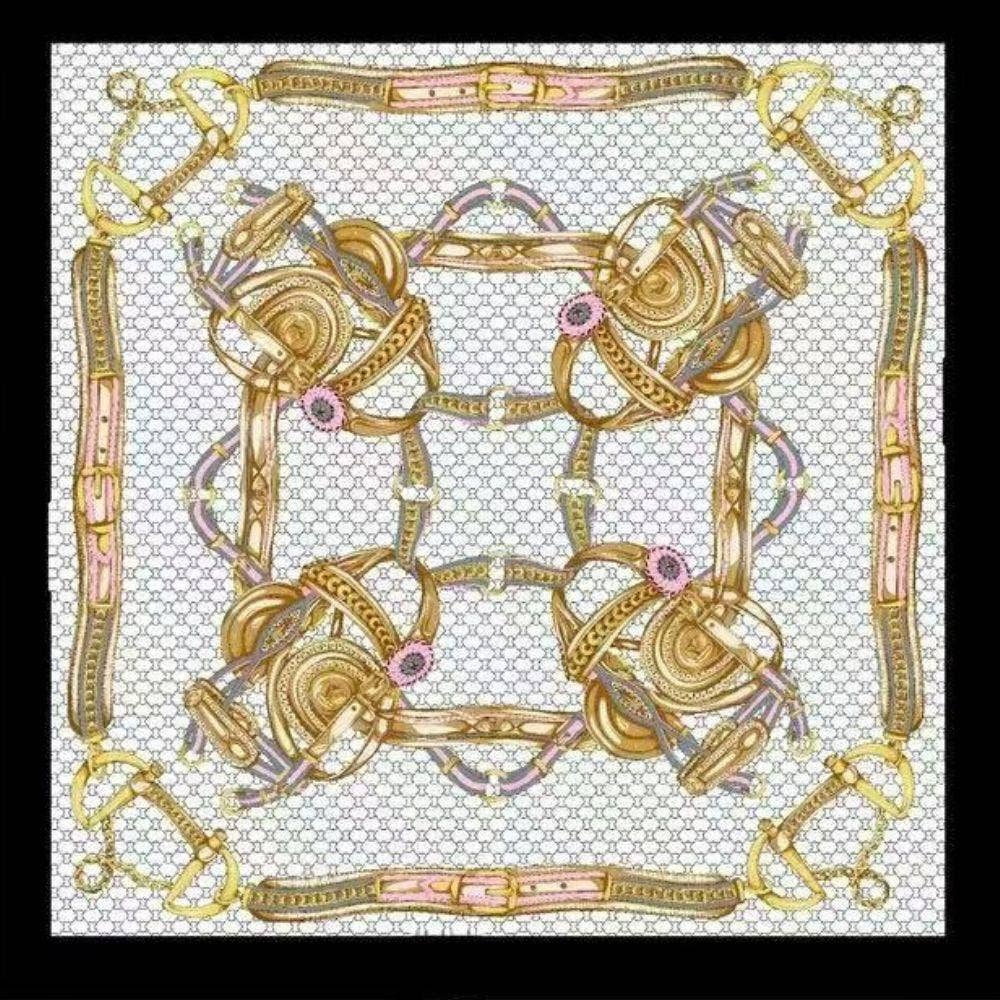anbfashion - Chain Harness Print Silky Square Bandana Neck Scarf AS-805: RD
