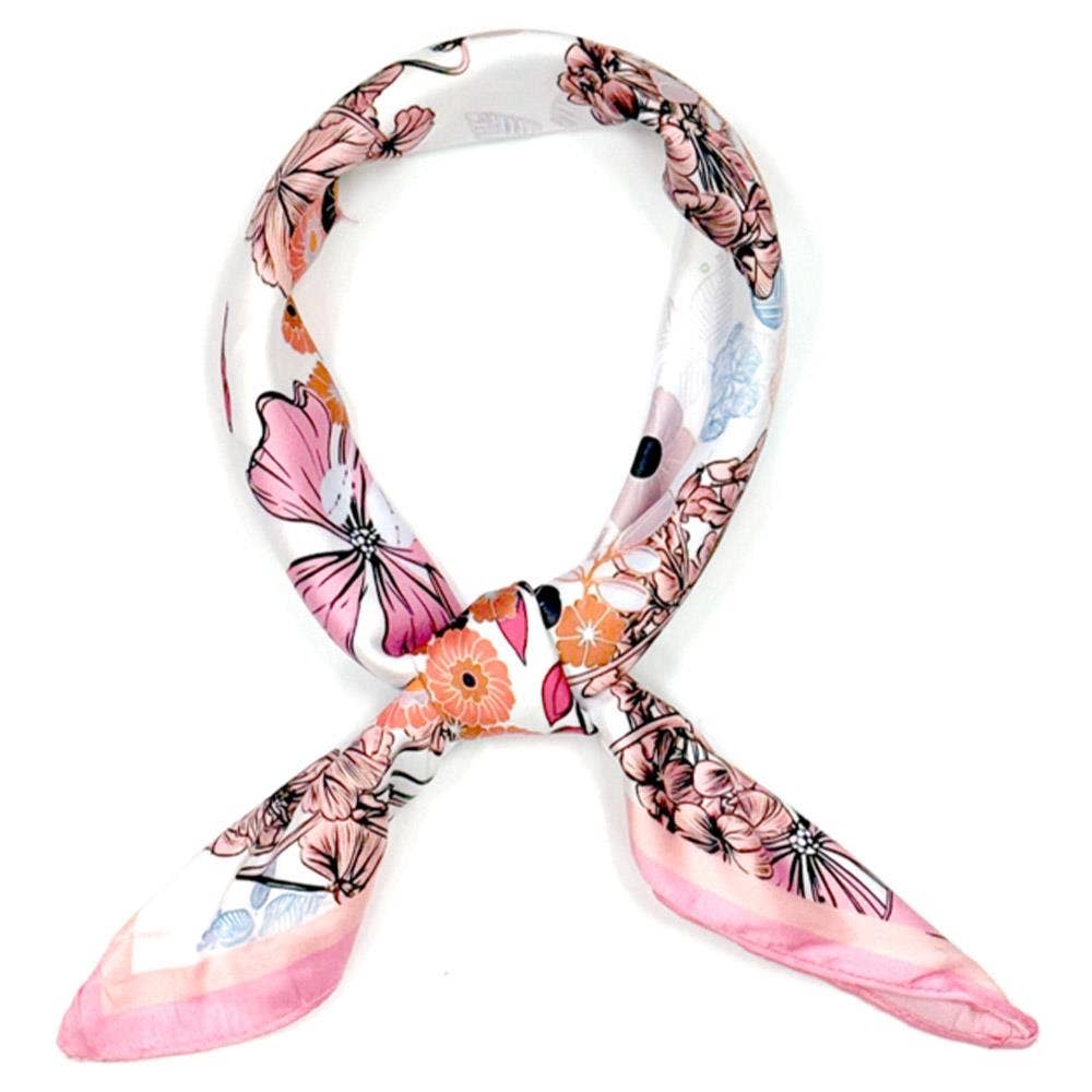 FLOWER PATTERN SILKY SQUARE BANDANA NECK SCARF 4: Pk