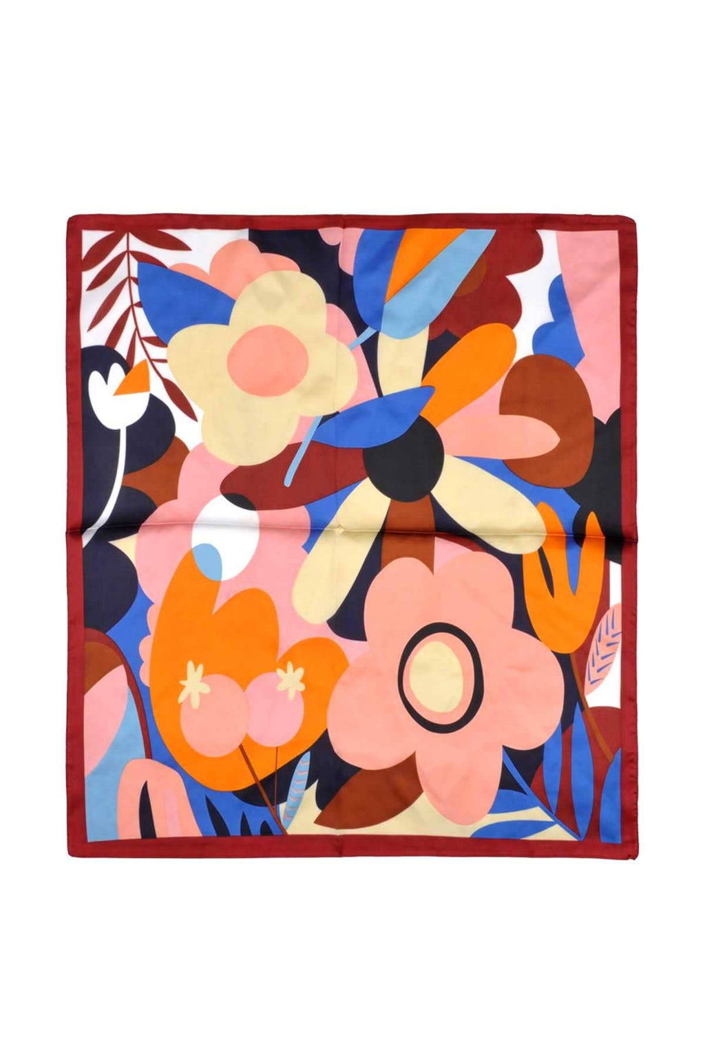 MULTI COLOR FLOWER PATTERN SCARF BS0046: Burgundy