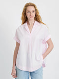 French Connection Rhodes Poplin Collared Short Sleeve Top Pink Ice