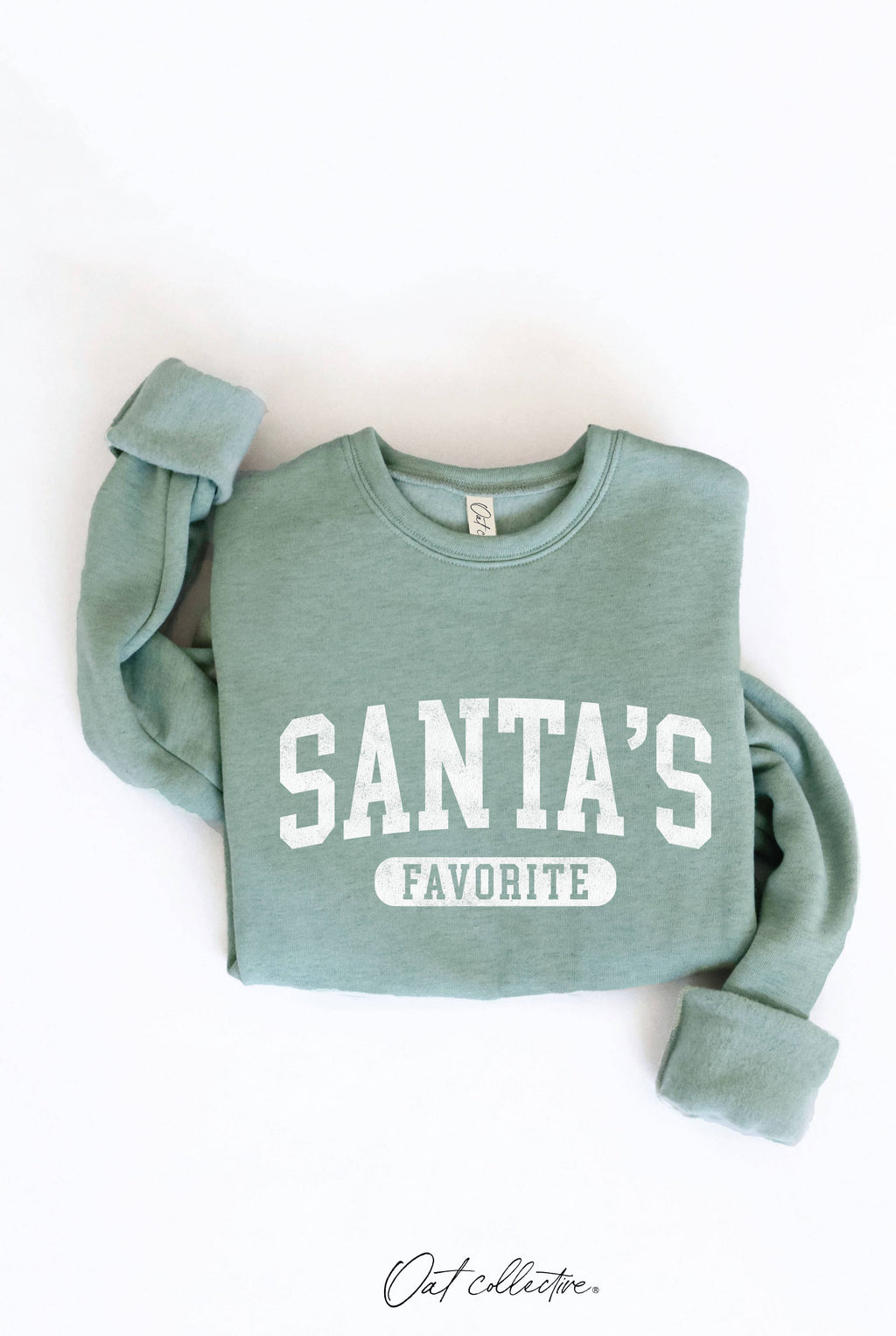 OAT COLLECTIVE - SANTA'S FAVORITE Graphic Sweatshirt: CRANBERRY HEATHER / XL