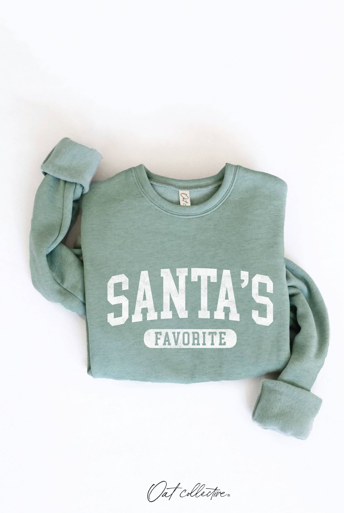 OAT COLLECTIVE - SANTA'S FAVORITE Graphic Sweatshirt: VINTAGE WHITE LONG SLEEVE / M