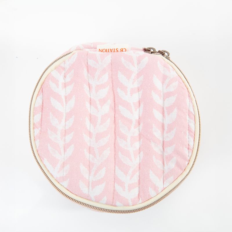 CB Block Print Circle Makeup Case in Pink