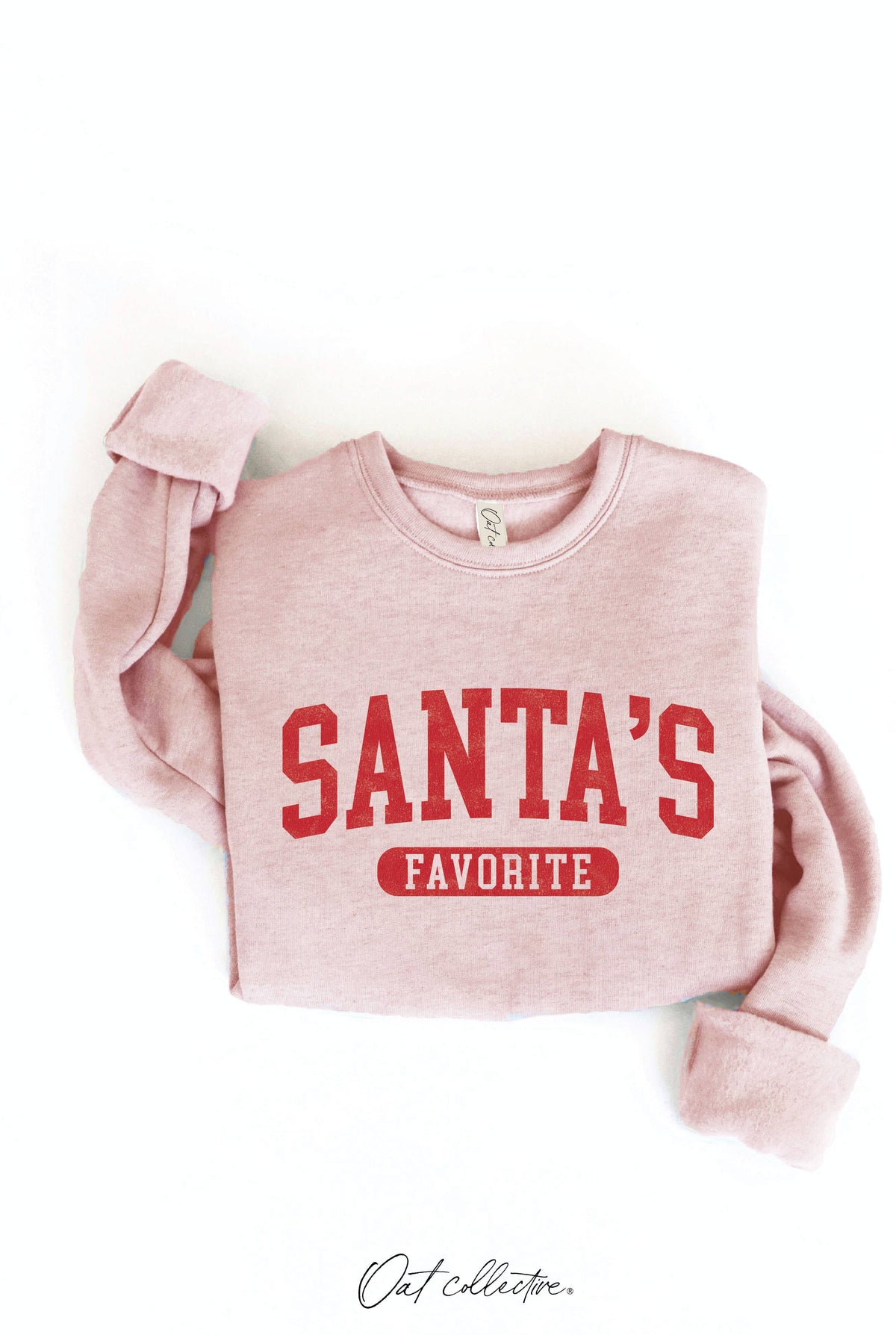 OAT COLLECTIVE - SANTA'S FAVORITE Graphic Sweatshirt: VINTAGE WHITE LONG SLEEVE / XL