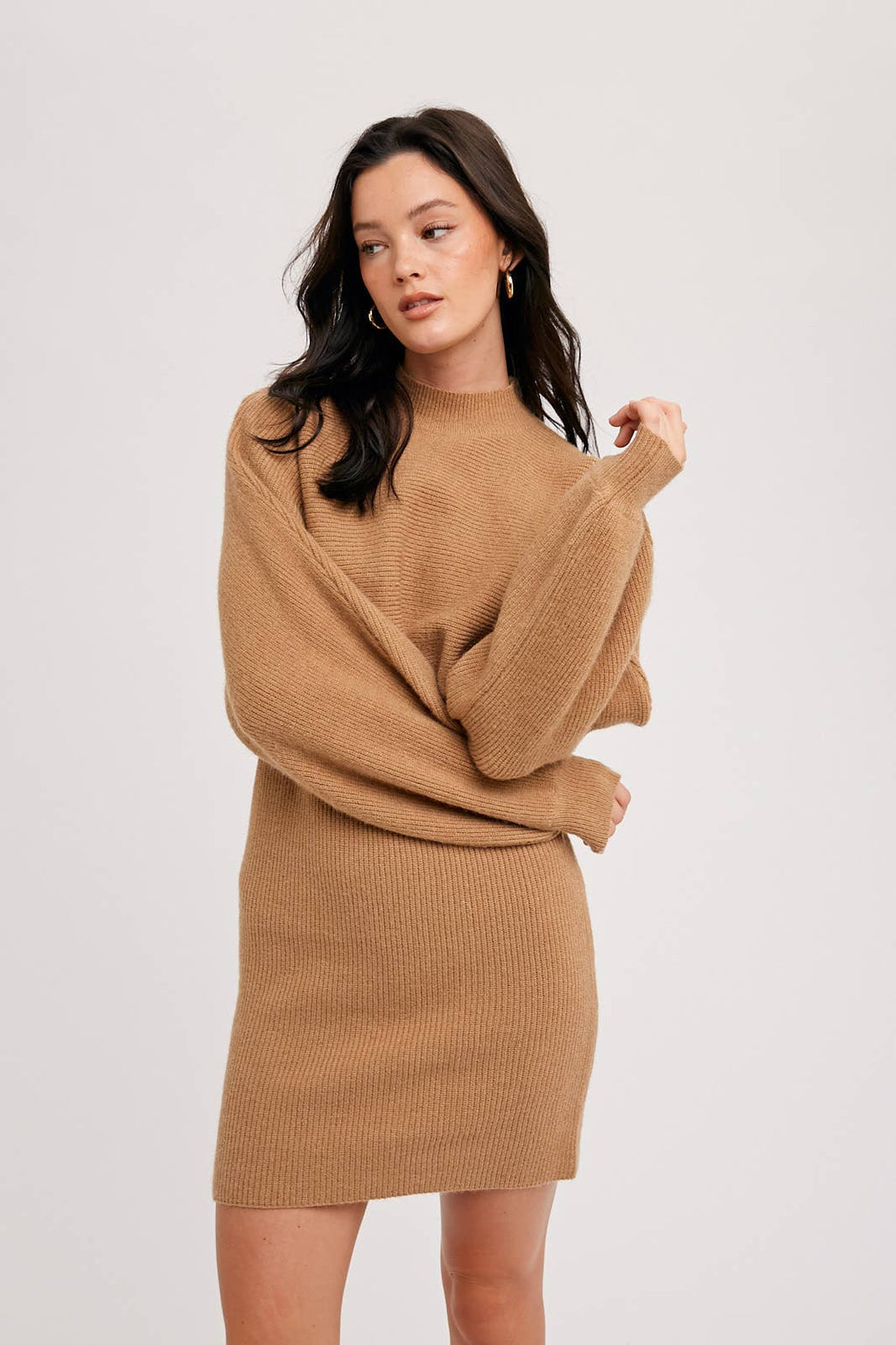 Bluivy - CROP TOP AND SLEEVELESS SWEATER DRESS SET: TOAST / S