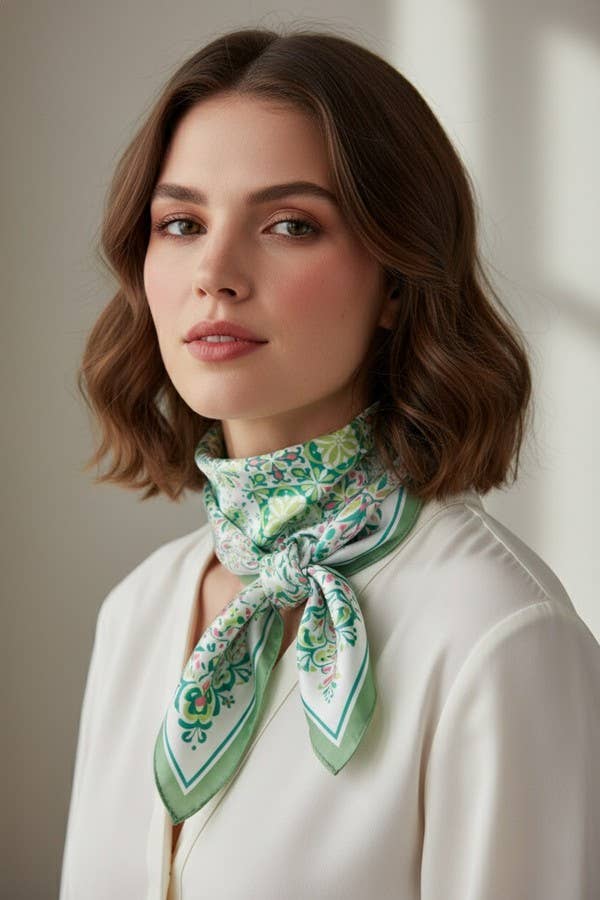 anbfashion - Garden Tile Mosaic Print Bandana BS0133: Blue