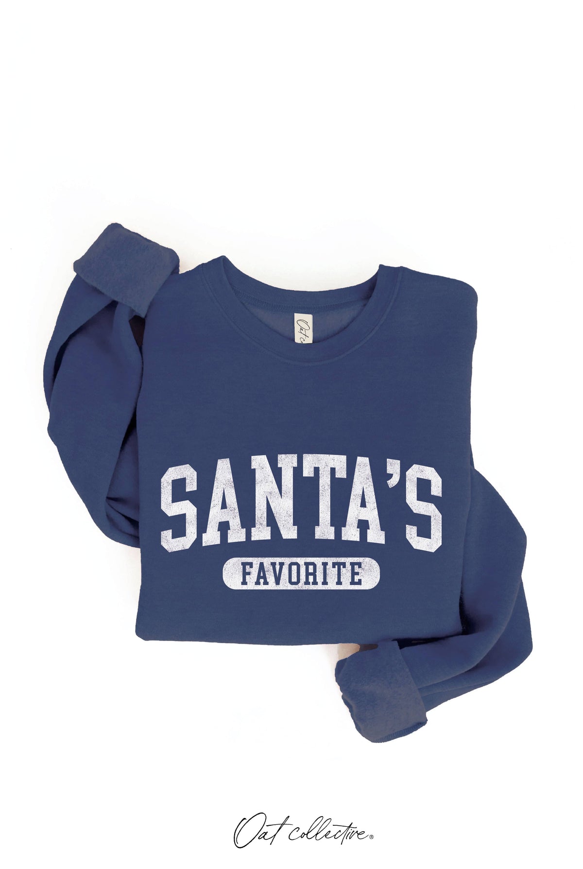 OAT COLLECTIVE - SANTA'S FAVORITE Graphic Sweatshirt: VINTAGE WHITE LONG SLEEVE / M