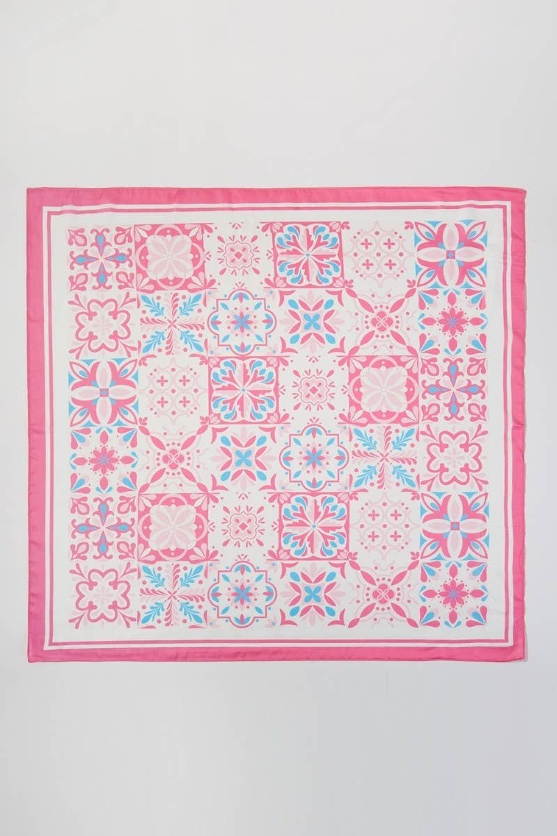 anbfashion - Garden Tile Mosaic Print Bandana BS0133: Blue