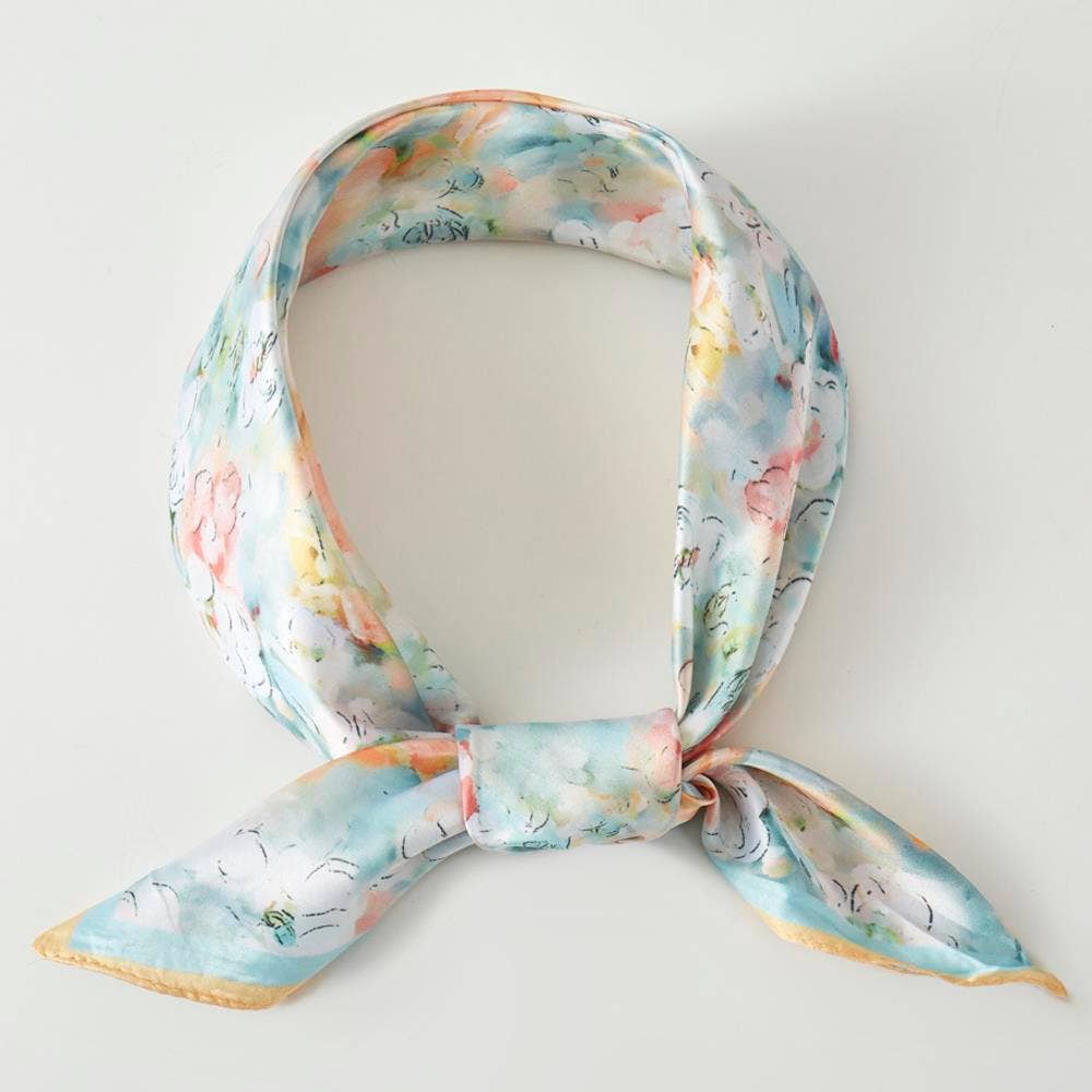 anbfashion - FLORAL PRINT SILKY BANDANA NECK SCARF BS-0059: Or