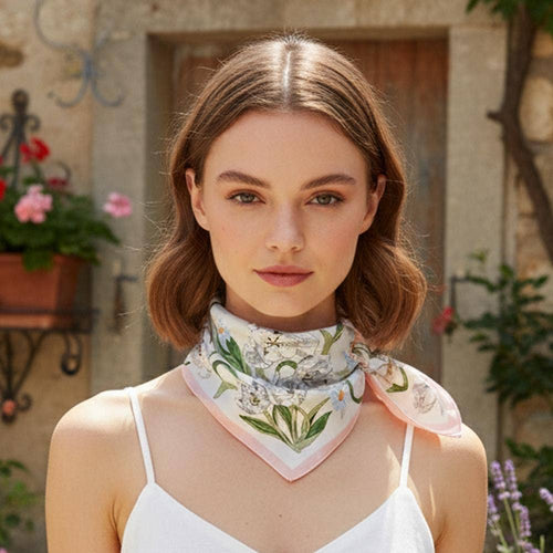 anbfashion - Spring Tulip Floral Silky Bandana Square Neck Scarf 4: YE