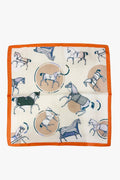EQUESTRIAN HORSE PRINTED SQUARE SCARF ICS1081: ORANGE