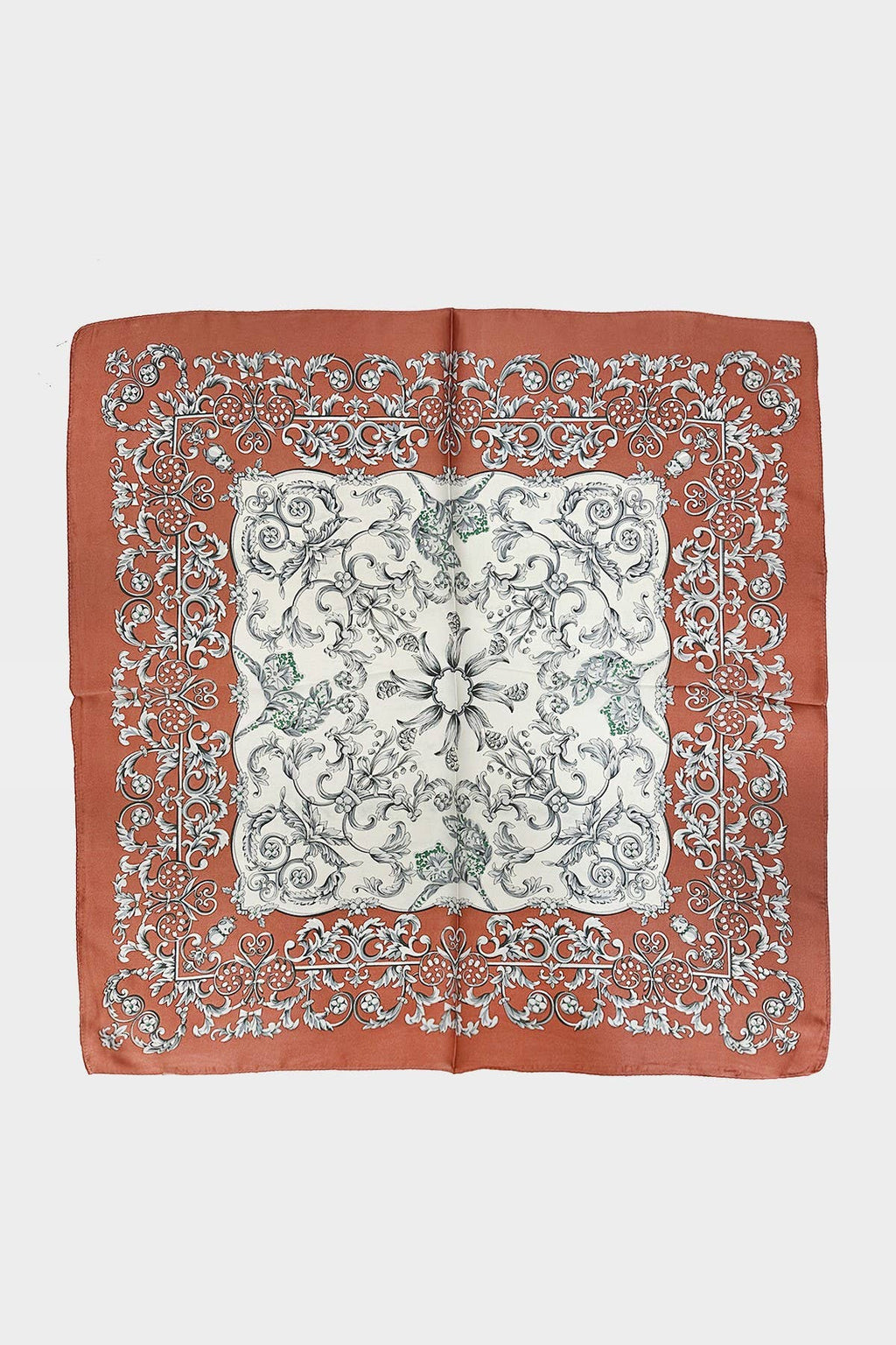 Intricate Baroque-inspired Motif Print Scarf: Pink