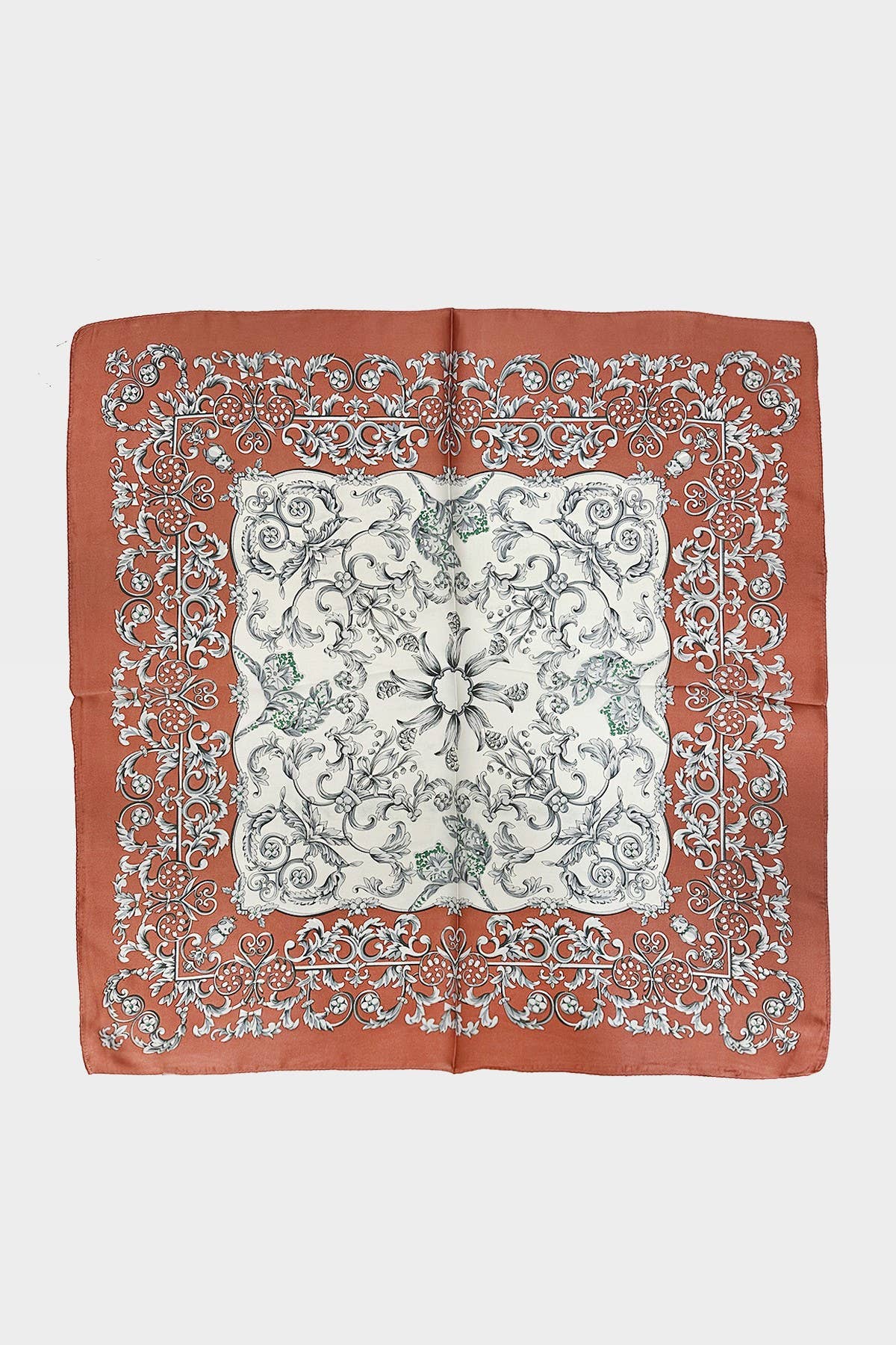 Intricate Baroque-inspired Motif Print Scarf: Pink