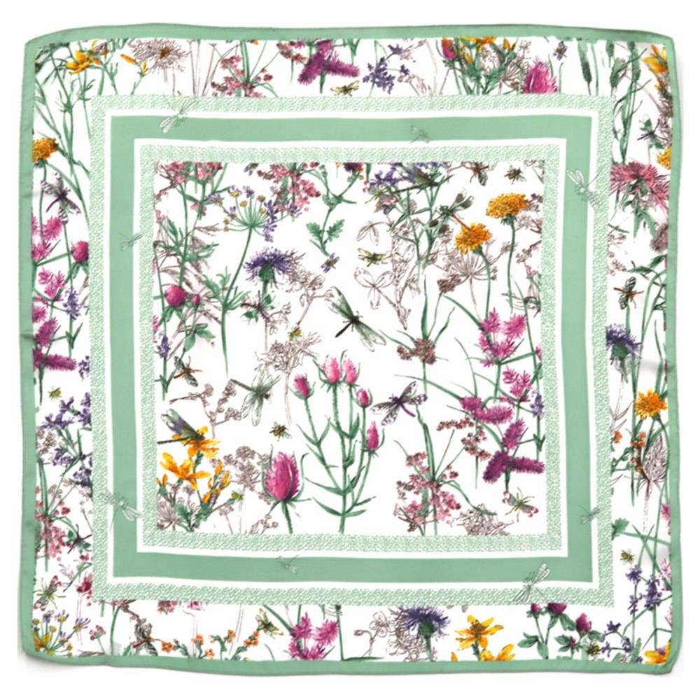 anbfashion - Botanical Floral Garden Silky Bandana Square Neck Scarf 5: NV