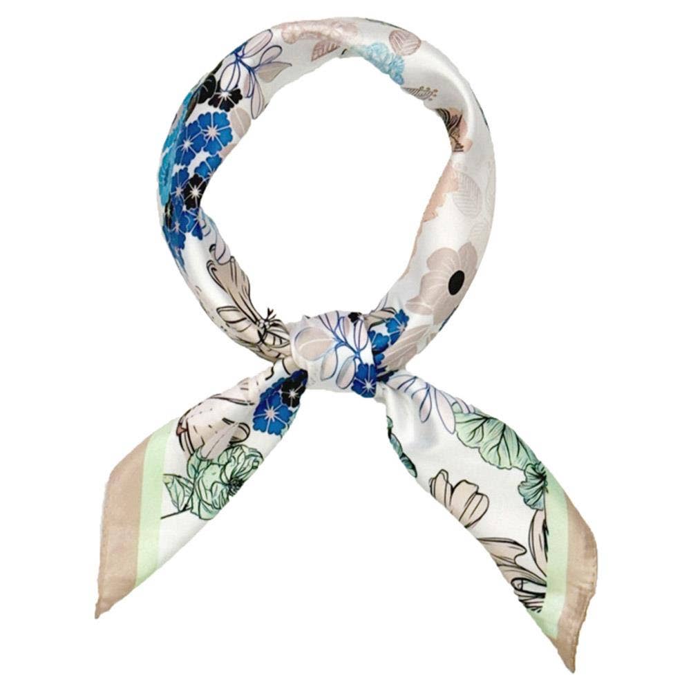 FLOWER PATTERN SILKY SQUARE BANDANA NECK SCARF 4: Pk
