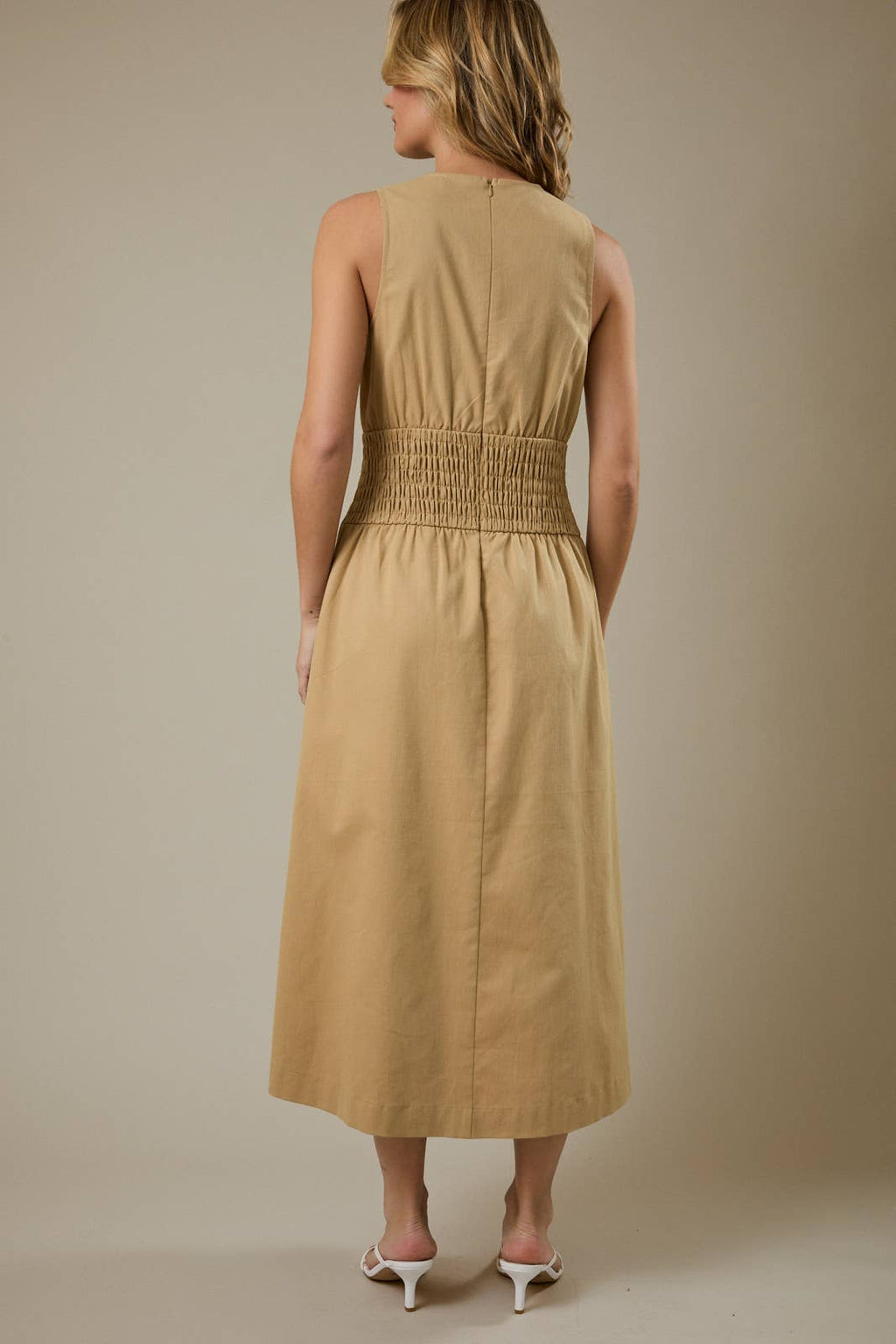 Sunday Edition - SLEEVELESS MIDI PLEATED STRETCH TWILL DRESS: MINT