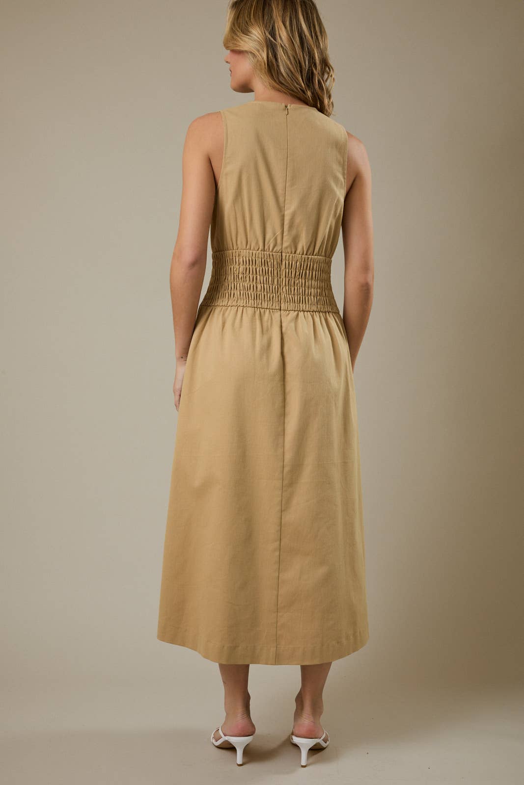 Sunday Edition - SLEEVELESS MIDI PLEATED STRETCH TWILL DRESS: MINT