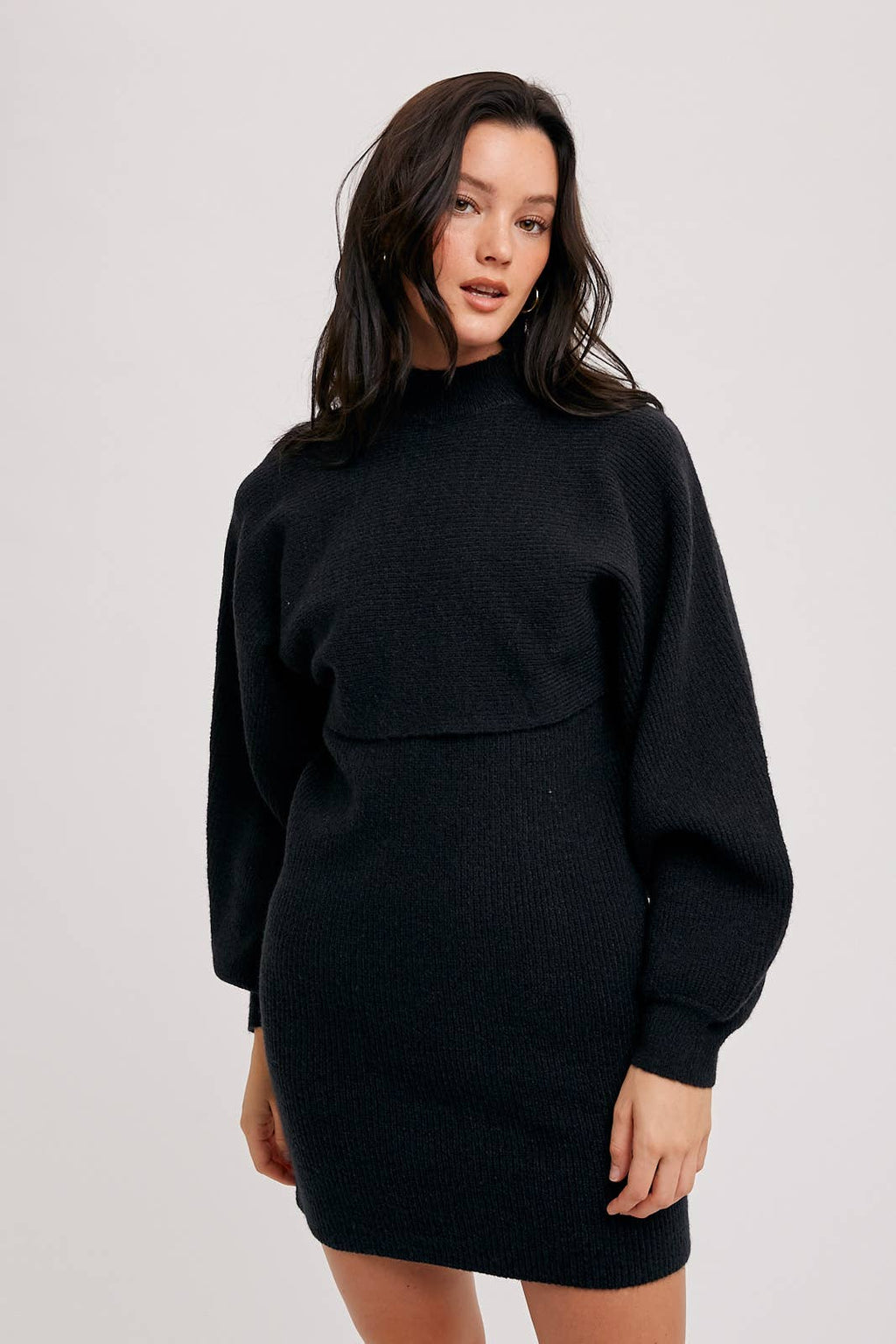 Bluivy - CROP TOP AND SLEEVELESS SWEATER DRESS SET: TOAST / M