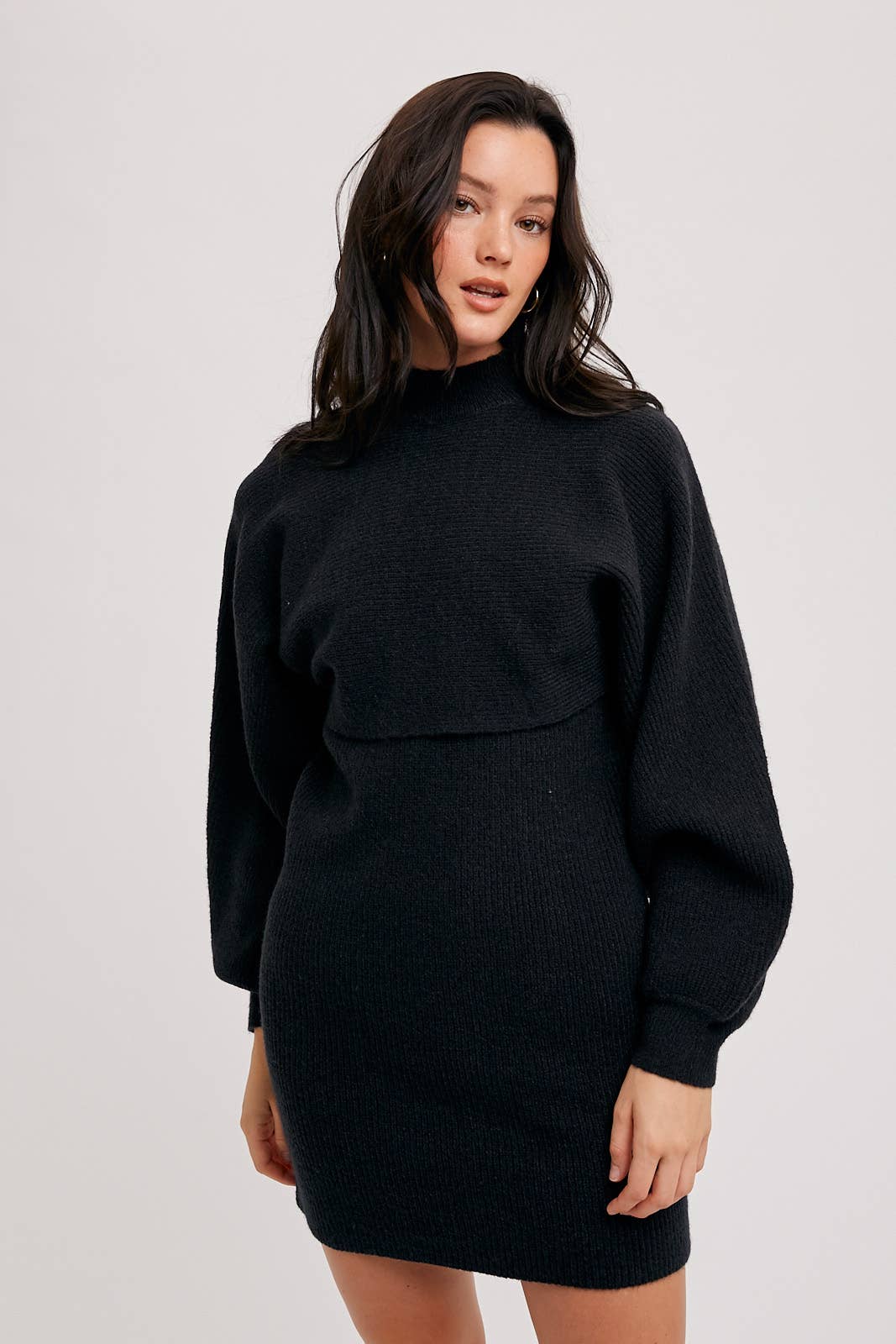 Bluivy - CROP TOP AND SLEEVELESS SWEATER DRESS SET: TOAST / S