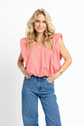 Karlie Red Check Poplin Bubble Top