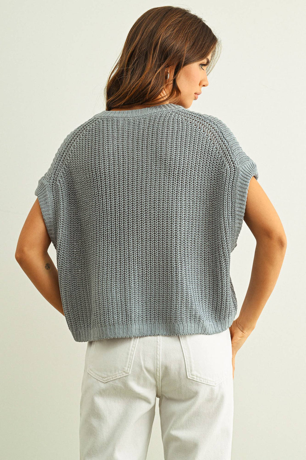 MIOU MUSE - T3332   DOLMAN SLEEVE KNITTED TOP: OFF WHITE