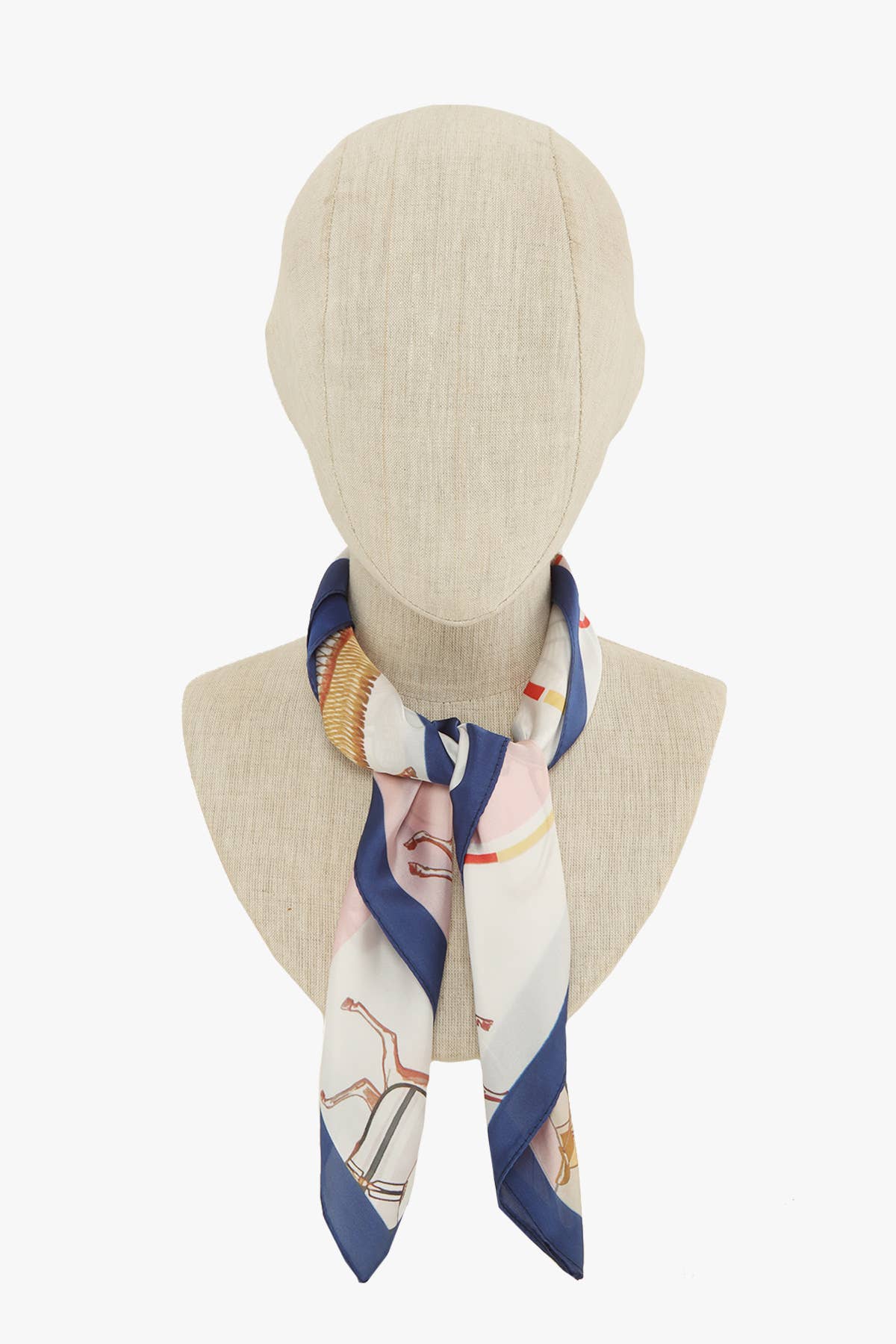EQUESTRIAN HORSE PRINTED SQUARE SCARF ICS1081: ORANGE