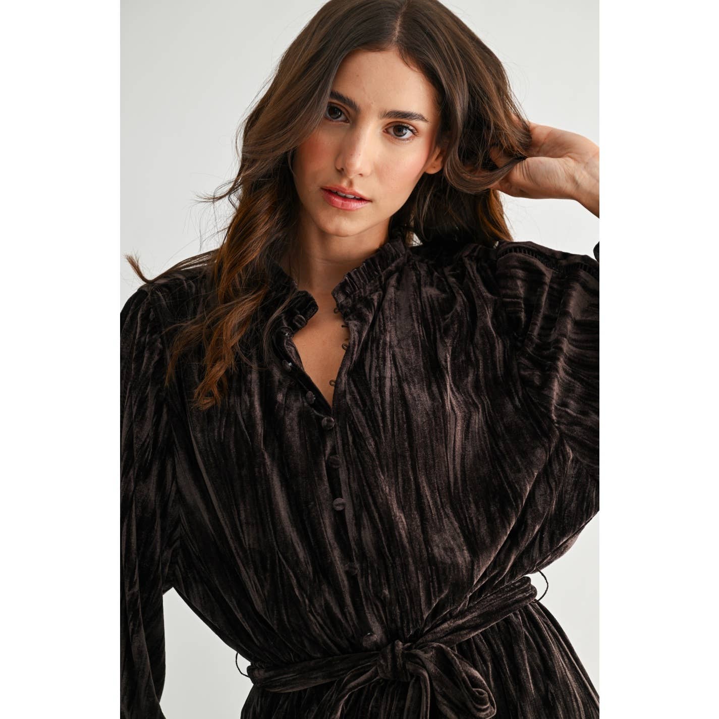 Camellia - VELVET LONG SLEEVE MINI DRESS