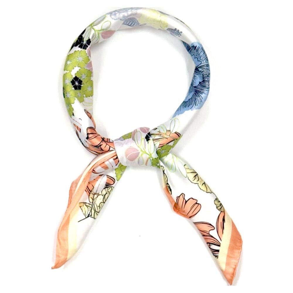 FLOWER PATTERN SILKY SQUARE BANDANA NECK SCARF 4: Pk