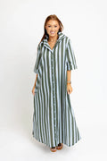 Karlie Bold Stripe Maxi Shirt Dress In Blue