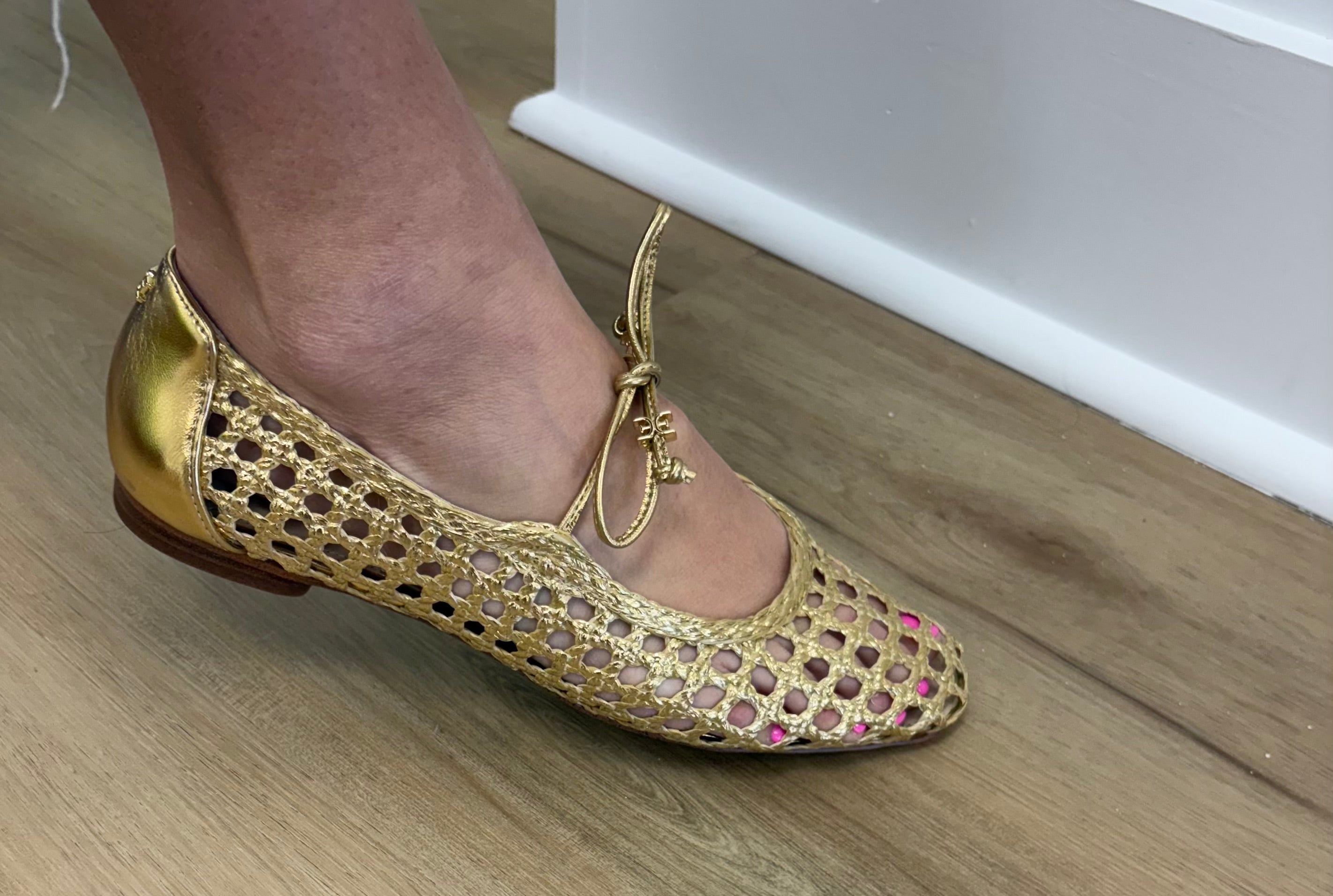 Sam Edelman Marcie Gold Weave Flat Ballet Shoe