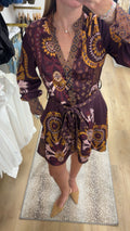 Ciebon Berry Multi Engineer Print Mini Dress