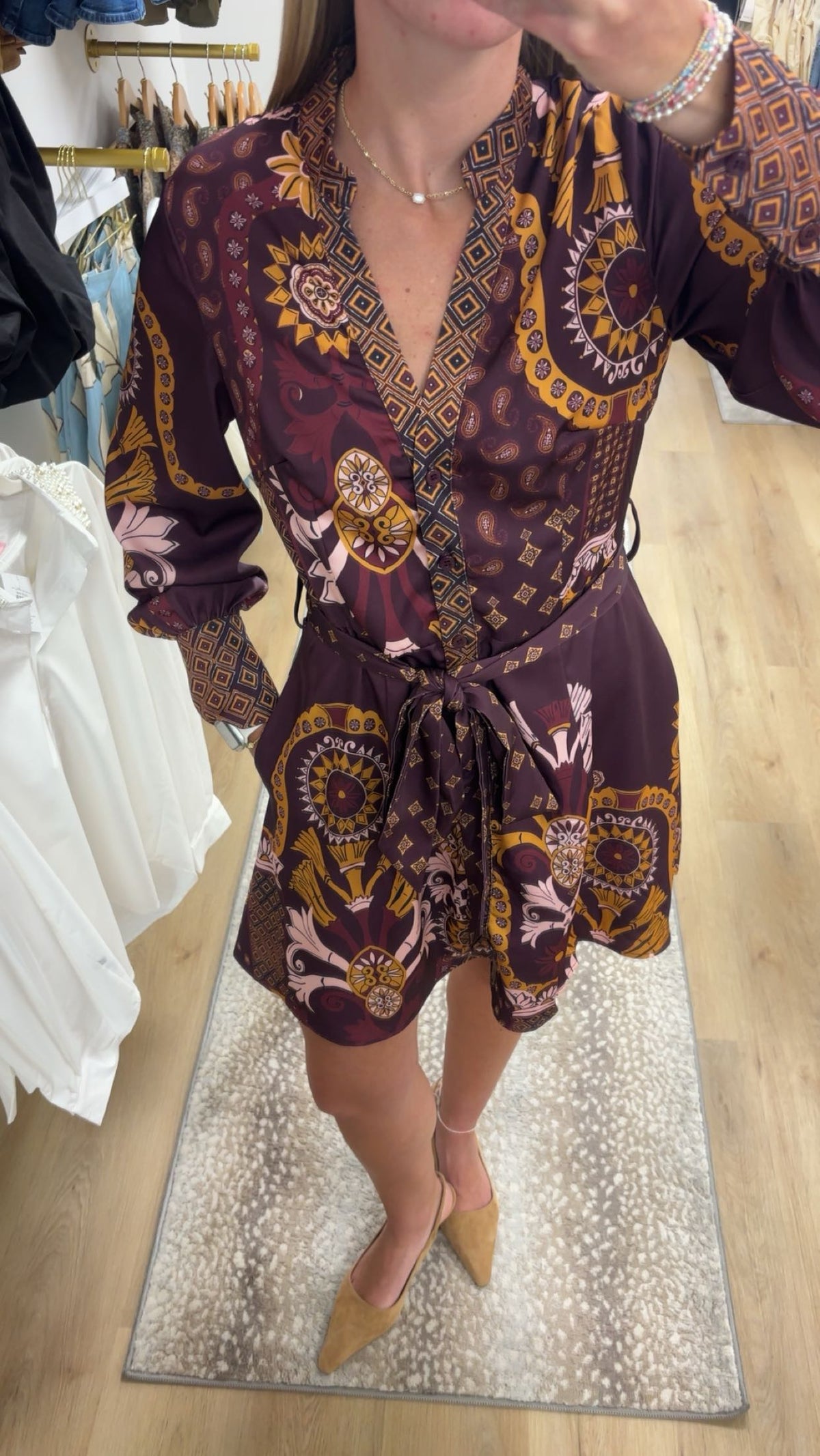 Ciebon Berry Multi Engineer Print Mini Dress