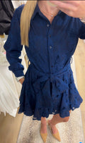 Ciebon Navy Embroidered Lace Dress