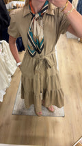 Elan Midi Tie Suede Dress in Sand