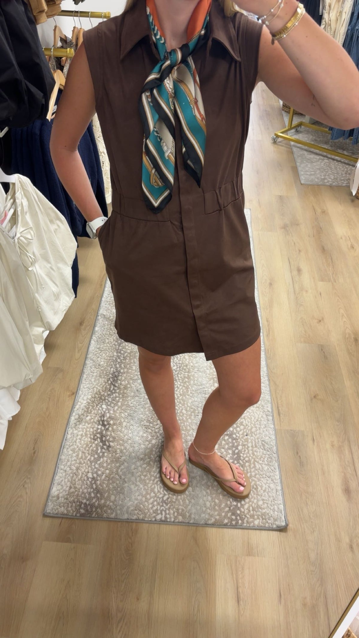 ELAN Suede Chocolate Mini Sleeveless Dress