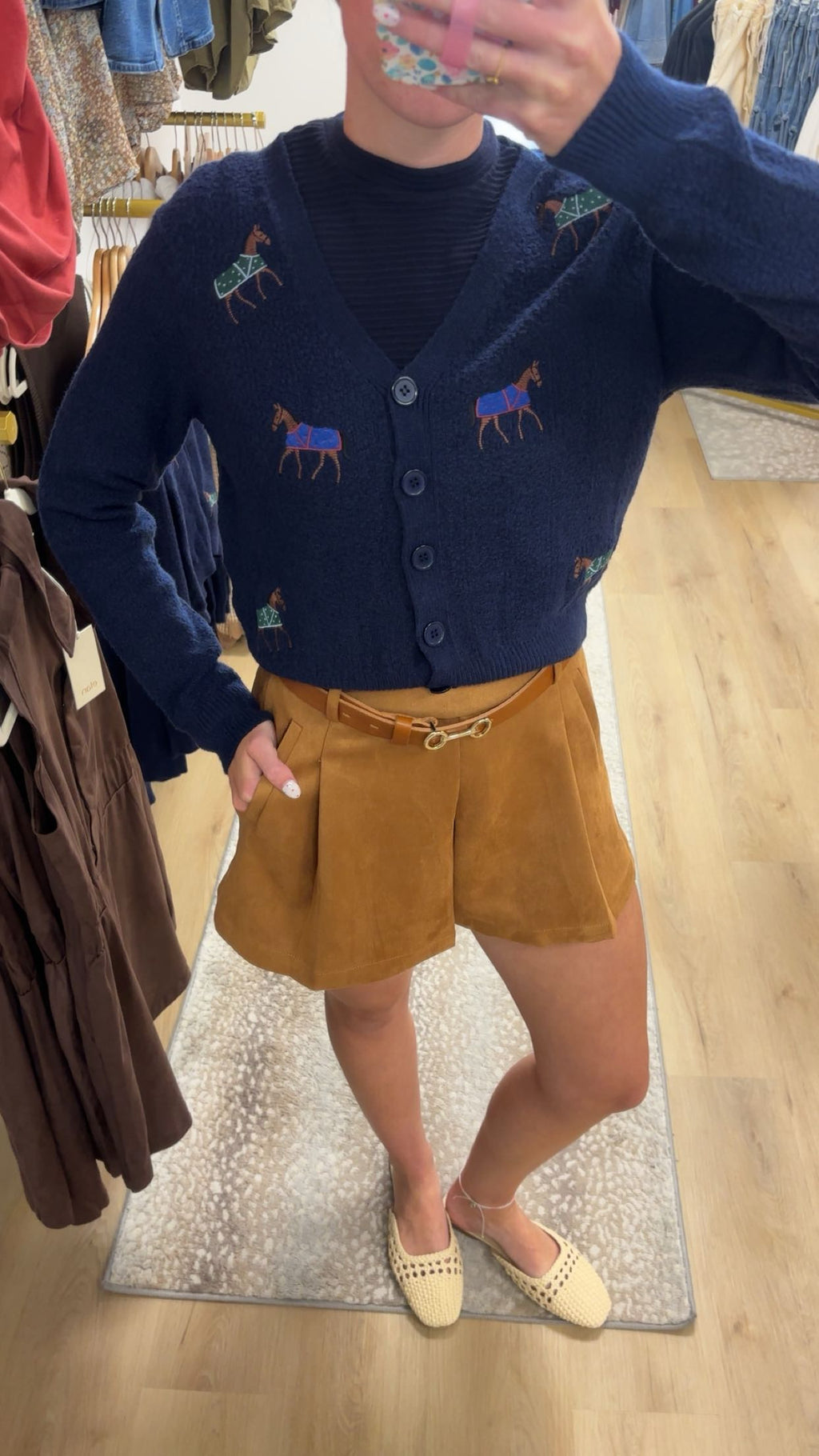 Sadie & Sage Camel Faux Suede Shorts