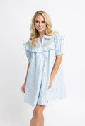 Karlie Blue Floral Stripe Peter pan Stitch Dress