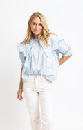 Karlie Floral Blue Stripe Collar Top