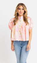 Karlie Big Floral Pastel Short Sleeve Shirt