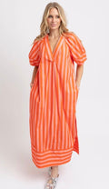 Karlie VNeck Stripe Maxi Dress Coral
