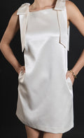 Endless Rose Statin Bow Mini Dress Ivory