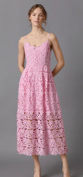 Endless Rose Pink Applique Midi Dress