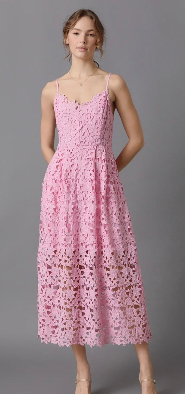 Endless Rose Pink Applique Midi Dress