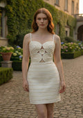 Baby Pink Ivory Short Corded Dress