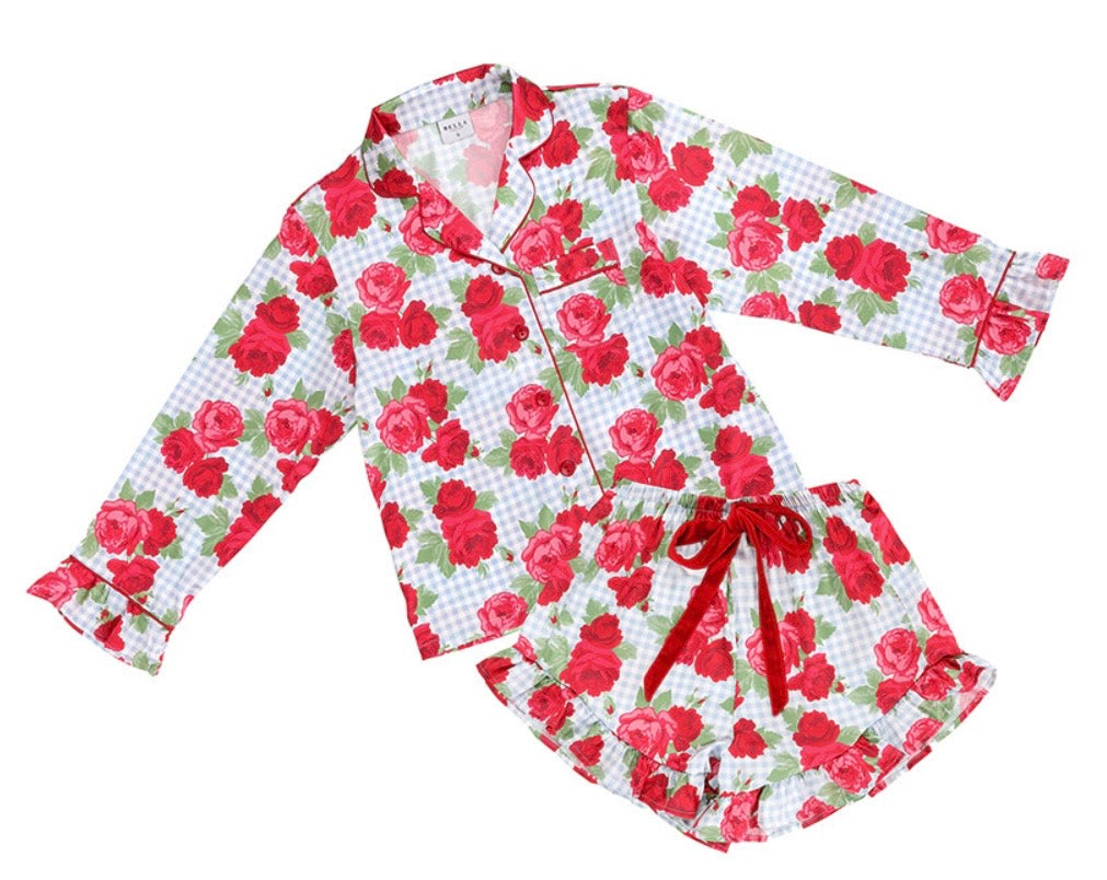 Bella Velvet Bow Roses PJ Set